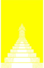 Fototapeta premium Abstract Temple Stairs with Ornamental Patterns on Yellow Background.