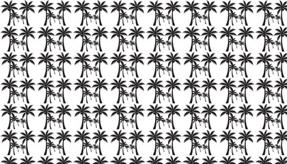 Seamless pattern of black palm trees on a white background Keywords: palm tree, pattern, black, white, tropical