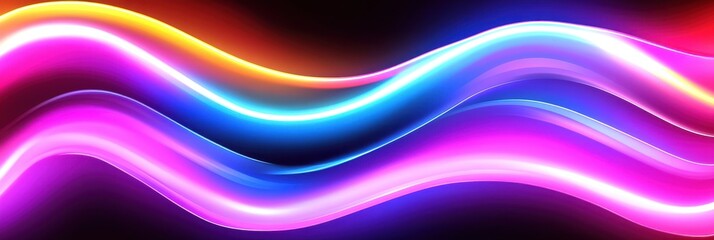 Vibrant Abstract Waves of Colorful Light Flowing Across a Smooth Surface in Spectrum of Blue, Pink, Orange, and Purple Hues in a Digital Artwork