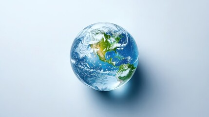 Fototapeta premium Stunning Aerial View of Earth Showing North and South America with Vibrant Blue Oceans and White Cloud Cover on a Soft Gradient Background