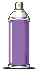 Stylized Purple Spray Can Standing Upright with a White Cap on the Top with a Yellow Center Piece