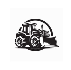 Heavy Bulldozer Silhouette Logo Vector isolated on white background