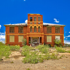 Destroyed and abandoned buildings across the small community of Toyah Texas. Although, now mostly a ghost town, a severe tornado in 2004 also caused extensive damage to the community.