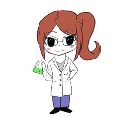 白衣を着た女性が三角フラスコを持っている