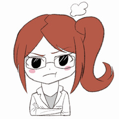 白衣を着た女性が怒っている