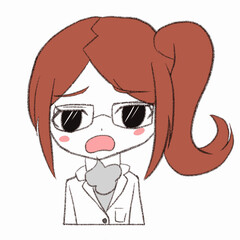 白衣を着た女性が溜息をついている