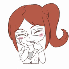 白衣を着た女性が食べも尾を食べている