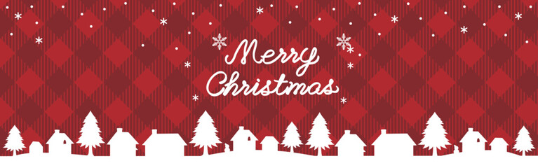 クリスマス　バナー　フレーム　街並み　シルエット　雪　冬　デザイン　背景　壁紙　イラスト素材