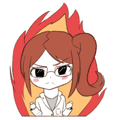 白衣を着た女性がやる気を出している