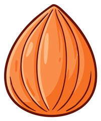 Cartoon nut illustration. Orange nut shaped food icon in an illustrated style. Fruit design