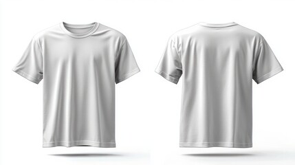 front and back view of a plain white short-sleeve t-shirt with a crew neck on a white background