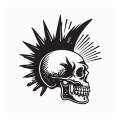 Cute Skull Logo Vector with Mohawk Hairstyle for Edgy Design