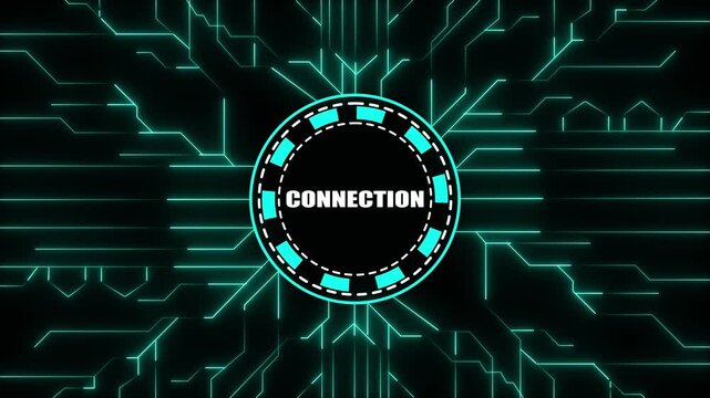 Abstract Circuitry with CONECTION Text in a Circular Emblem connection network