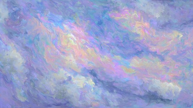 An abstract, dreamy, iridescent background with swirling pastel colors inspired by opal textures.
