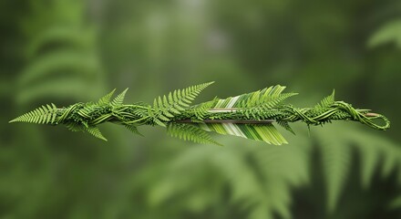 Natures Direction: Vibrant Fern and Vine Arrow Artfully Reflected in Verdant Green.