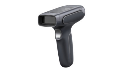 Barcode Scanner: A sleek, ergonomic barcode scanner, designed for efficiency, is set against a clean background, showcasing its modern design and practical application.