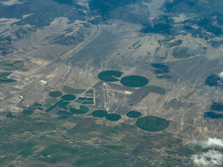 aerial landscape view of area around "Beaver Municipal Airport" a public use airport in Beaver County, Utah, United States, located near Beaver City, surrounded by agricultural land  © Mario Hagen