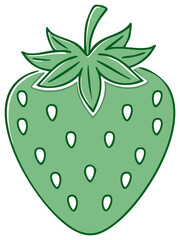 Obraz premium Green Strawberry Illustration with Leafy Top, Isolated Vector Design