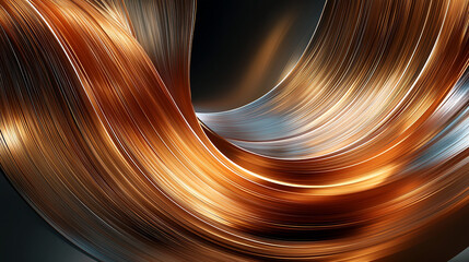 간결하고 깔끔한 금속성 빛을 지닌 구리강선, 추상적 배경-Copper wire with a simple and clean metallic sheen, abstract background