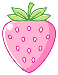 Pink Strawberry Fruit Cartoon Illustration Food Vector Graphic Sweet Healthy Snack Dessert