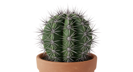 Small Spiky Green Cactus in Terracotta Pot.