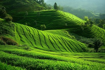 Rolling Green Hills in a Tea Plantation