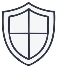 Stylized Shield Icon with Dark Outline and Divided Interior for Security and Protection