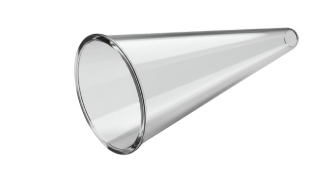 Transparent Funnel: A pristine, transparent funnel, designed for precise liquid handling, with a sleek, contemporary design, showcasing the elegance of laboratory equipment.