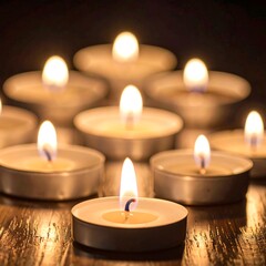 Burning Candles on Wooden Surface