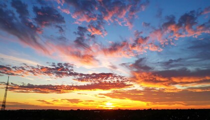Fototapeta premium Sunset Sky Over Cityscape