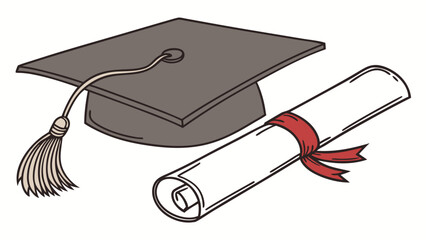 Graduation cap and diploma academic achievement education success commencement ceremony degree certificate graduation illustration academic hat school university college learning knowledge wisdom suc.
