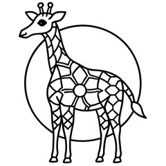 Giraffe Mandala Line Art Vector Icon