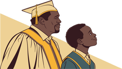 Graduation Ceremony Proud Graduate and Mentor Academic Achievement Inspiring Future Education Success Hopeful Youth Mentor and Student Academic Gown Cap and Gown Educational Success Future Leaders Hi.