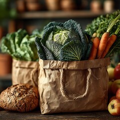 Rustic vegetables assortment cabbage potatoes and carrots high resolution picture