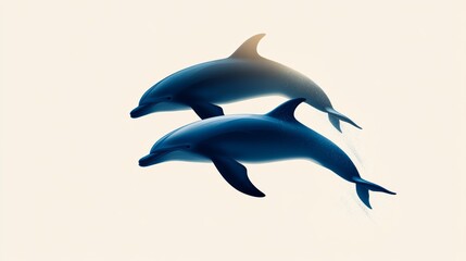 Obraz premium Dolphins swimming gracefully in crystal clear waters ocean environment wildlife photography underwater viewpoint marine life exploration