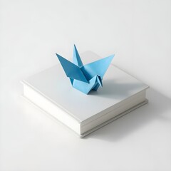 Naklejka premium Serene Origami Crane on a Book, Symbol of Peace and Hope