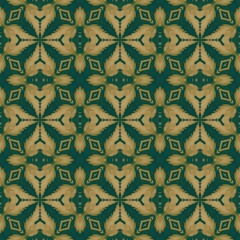 Seamless vintage floral wallpaper pattern with antique baroque ornament and gold green texture