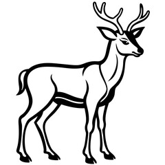 Fototapeta premium Graceful Deer Silhouette Elegant Wildlife Line Art Vector Design