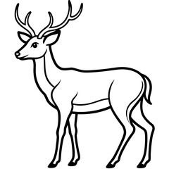 Graceful Deer Silhouette Elegant Wildlife Line Art Vector Design
