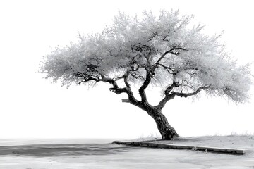 Solitary dead tree with dramatic shadow high resolution picture