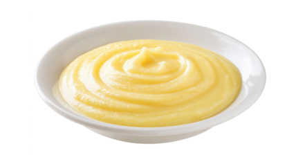a plate of baby puree isolated on a white background