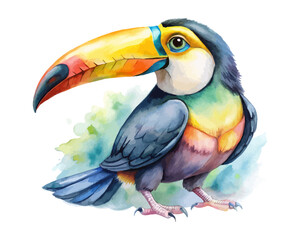 cute watercolor exotic toucan birds