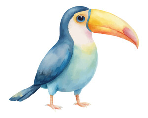 cute watercolor exotic toucan birds