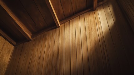 Obraz premium A wooden wall with a light coming through it