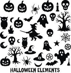 Fototapeta premium Collection of Happy Halloween Elements Illustration