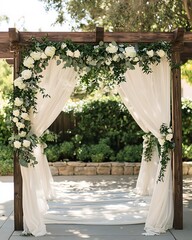 Stylish outdoor arch with floral wedding design high resolution picture