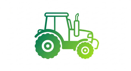 Green tractor illustration for agricultural farming and harvesting machinery equipment vehicle design