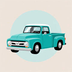 a vintage pickup truck in cartoon style