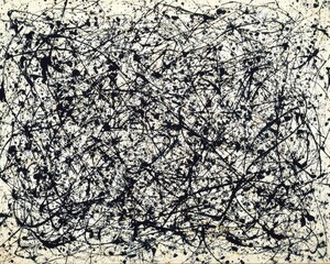 Abstract Black And White Splotchy Painting