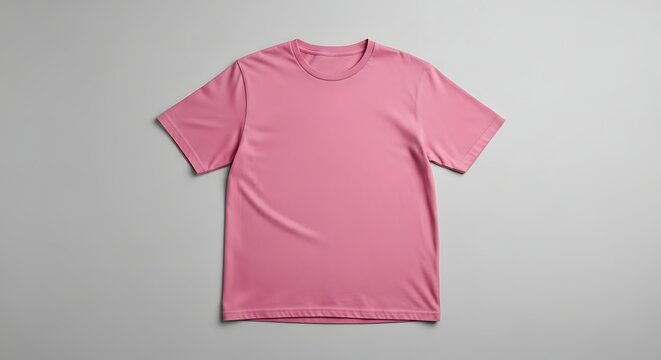 Vibrant pink t-shirt on neutral background, perfect for apparel mockups, fashion designs, and casual style promotions, ideal for summer collections and modern branding initiatives